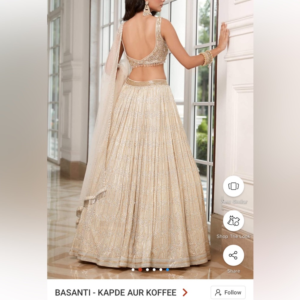 Ivory Gold Lehenga. Worn once for few hours.